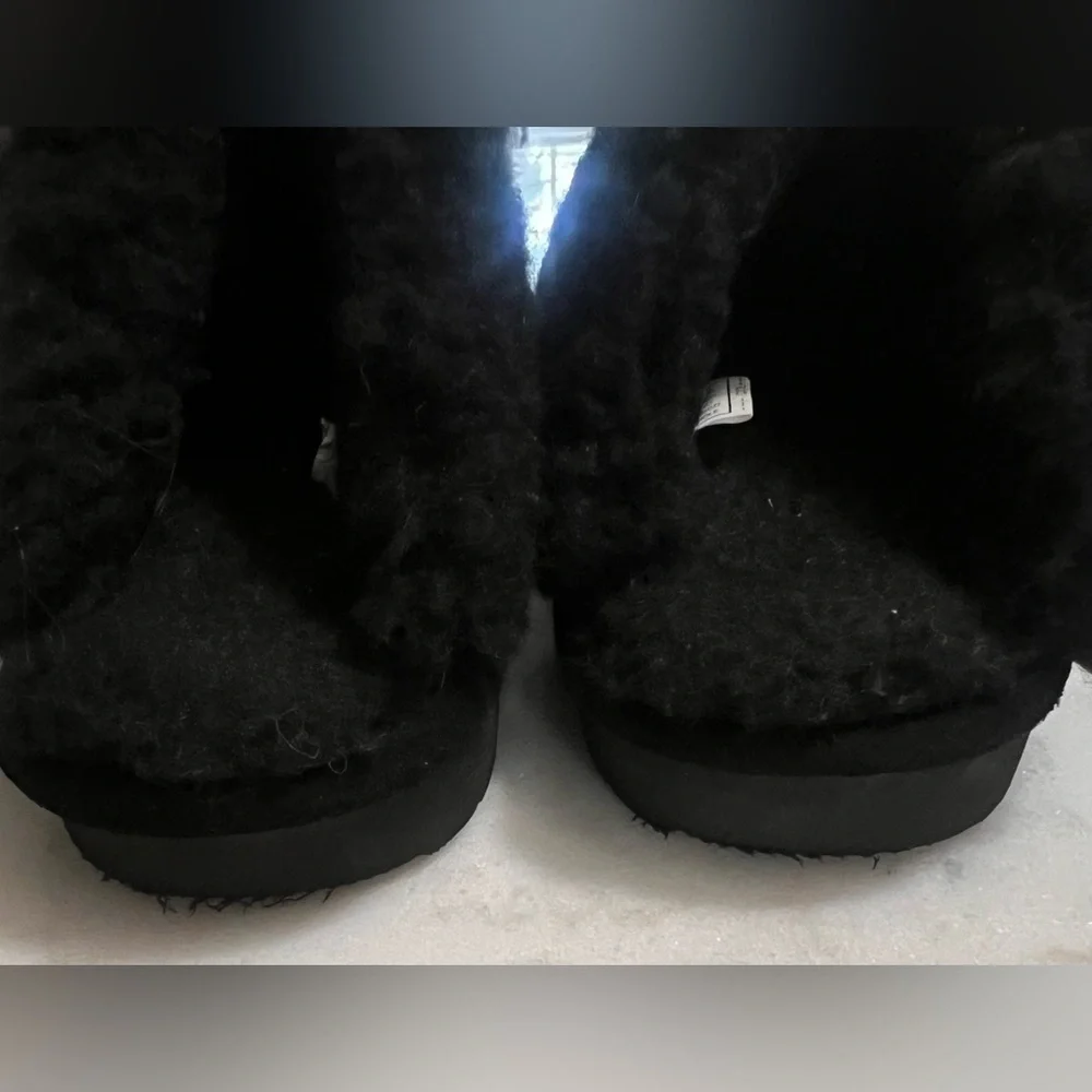 BearPaw Loki II Youth Size 1 Genuine Sheepskin Fur Lined Clog/Slipper Black EUC